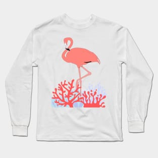 Flamingo Tropical Beach  Coral Reef Long Sleeve T-Shirt